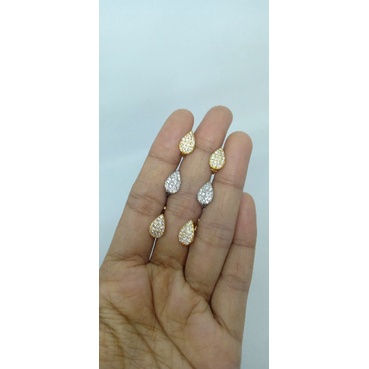 anting jepit oval tears full mp S925 / perhiasan perak 925 lapis emas ini