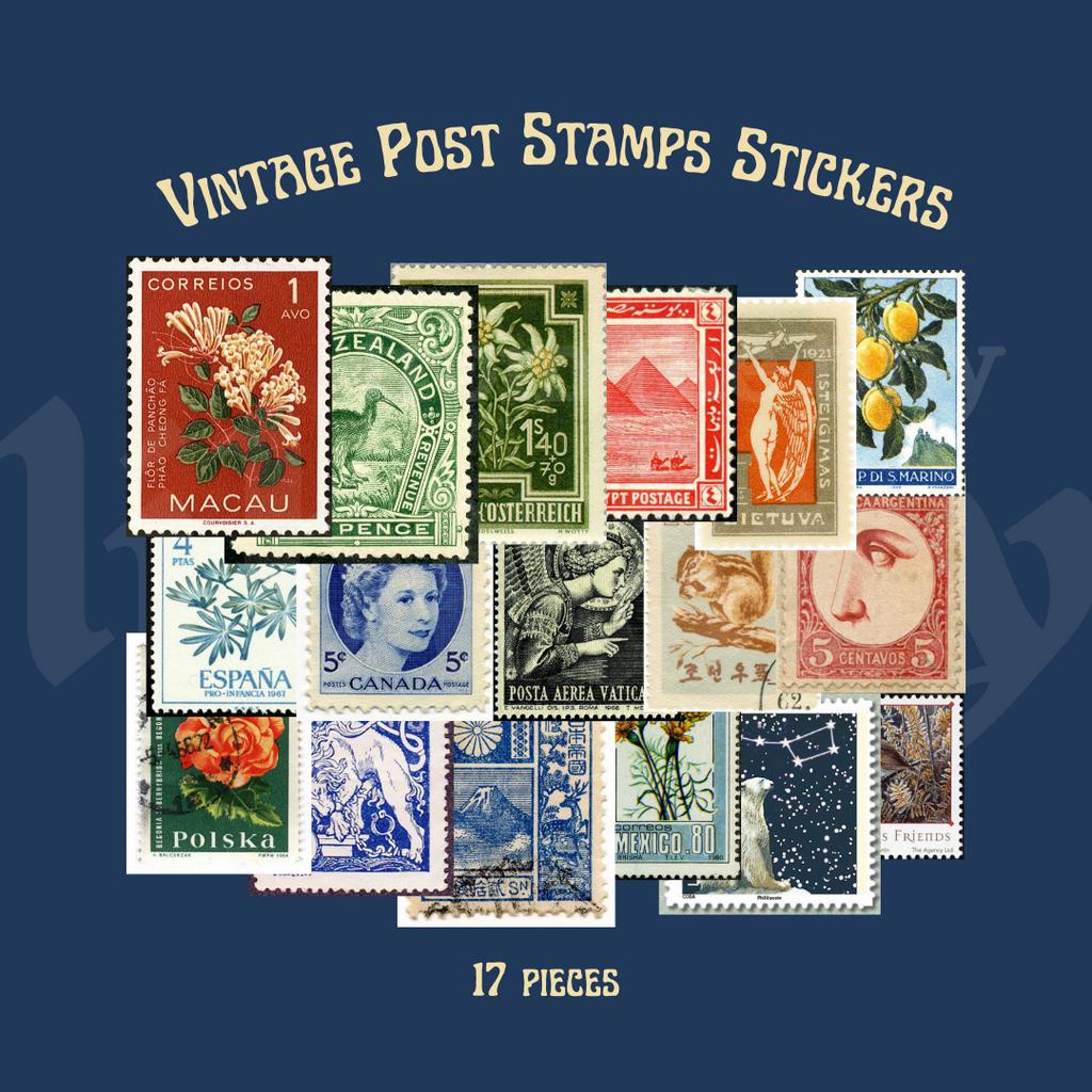 

Vintage Post Stamps Sticker - Sticker Aesthetic Journal Vintage Retro