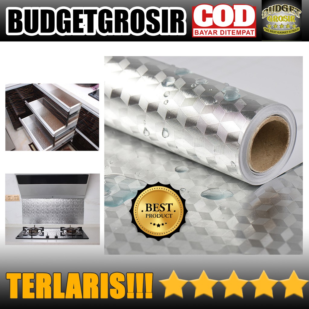 Wallpaper Aluminium Foil Anti Minyak Waterproof Sticker 100x60cm Model Cubic - YK-292--AWOO