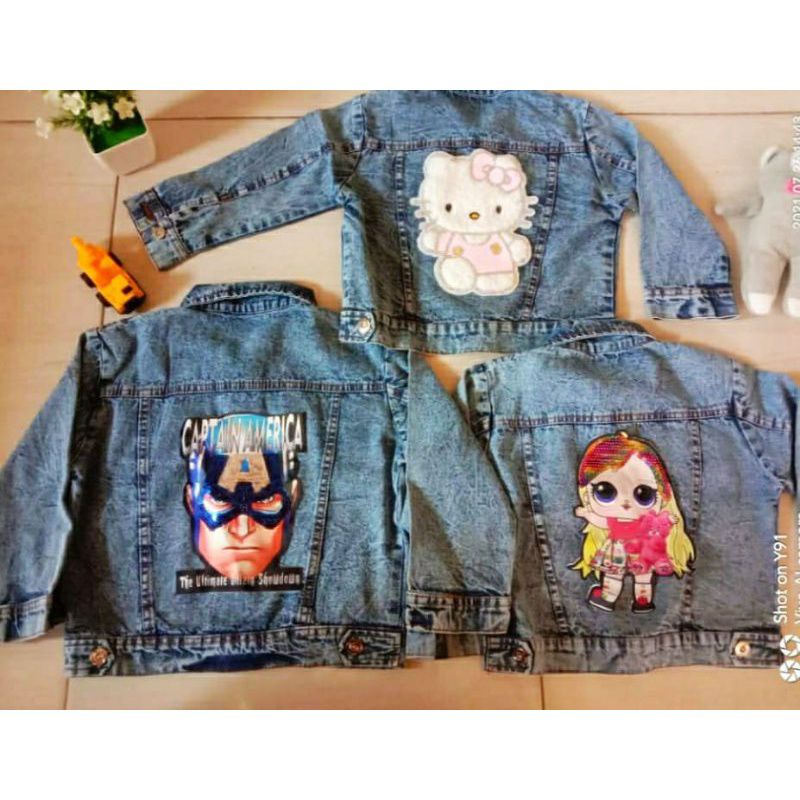 JAKET JEANS ANAK PEREMPUAN KARAKTER LOL BISA NYALA USIA 2-7TH