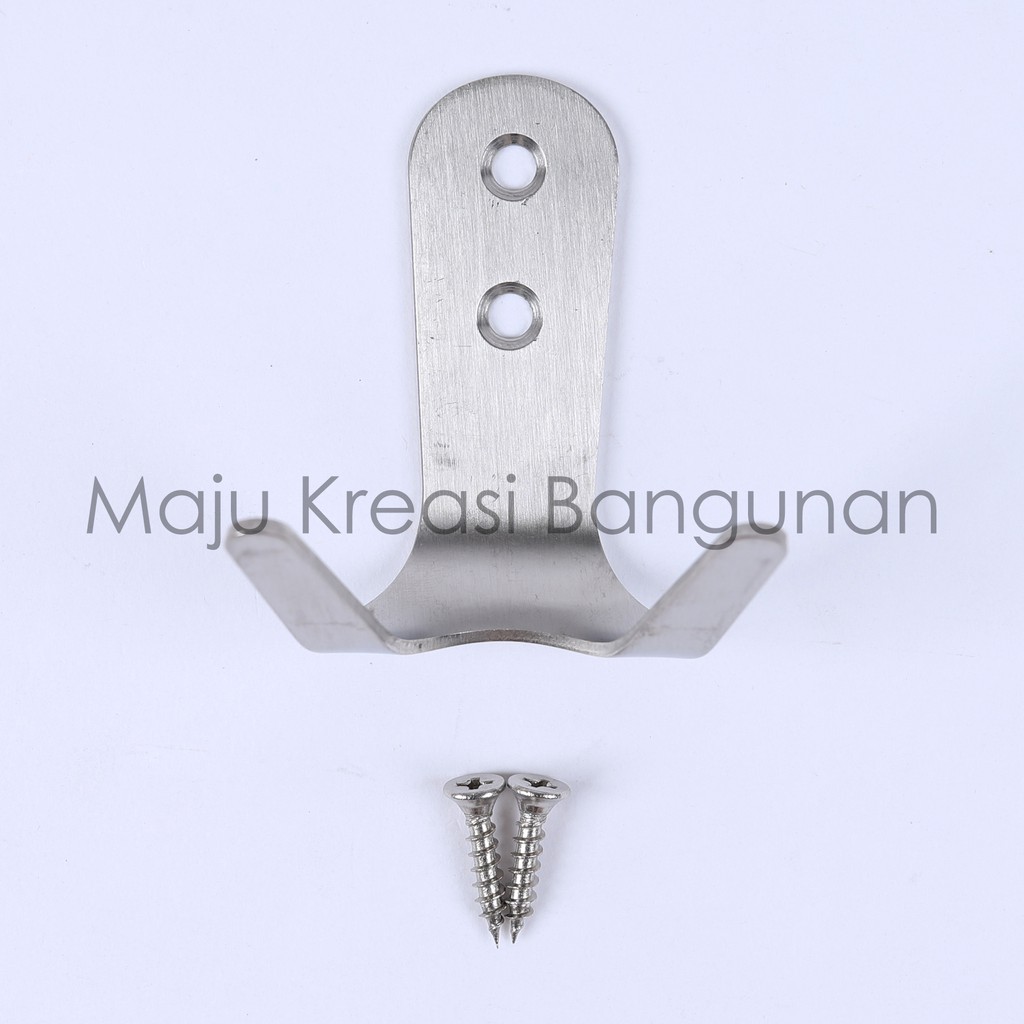 Gantungan Baju Hanger 2 Kait Soligen Stainless Kapstok Dinding Tembok Cantolan