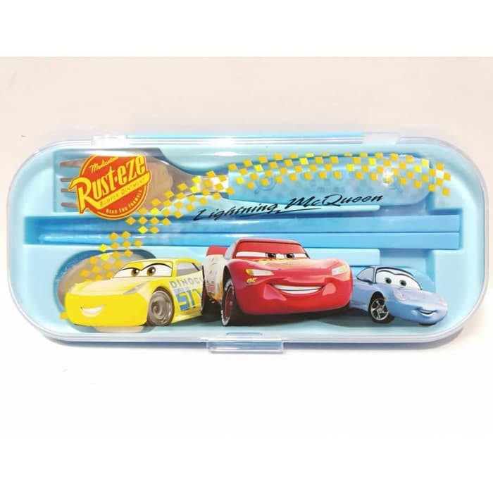HOT SALE Cars Sendok Garpu Sumpit Alat Makan Anak Laki-Laki Warna Biru Tipe B