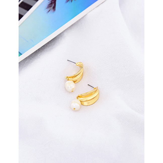 LRC Anting Tusuk Fashion Gold Pearl Ear-rings F47064