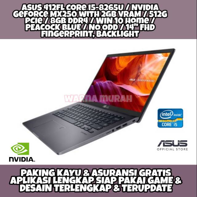 Laptop Asus 412fl Core I5 Gen 8 Ram 4gb Ssd 512gb Layar 14fhd Vga Mx 250 2gb Gransi 2 Tahun Shopee Indonesia