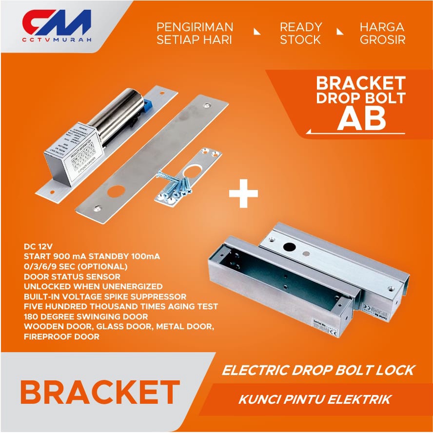 Access Control DropBolt Kaca + Bracket U / Access Door Dropbolt Kaca