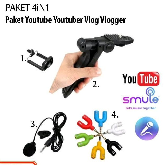 Trend-PAKET 4in1 Youtuber Vlogger Alat Rekaman