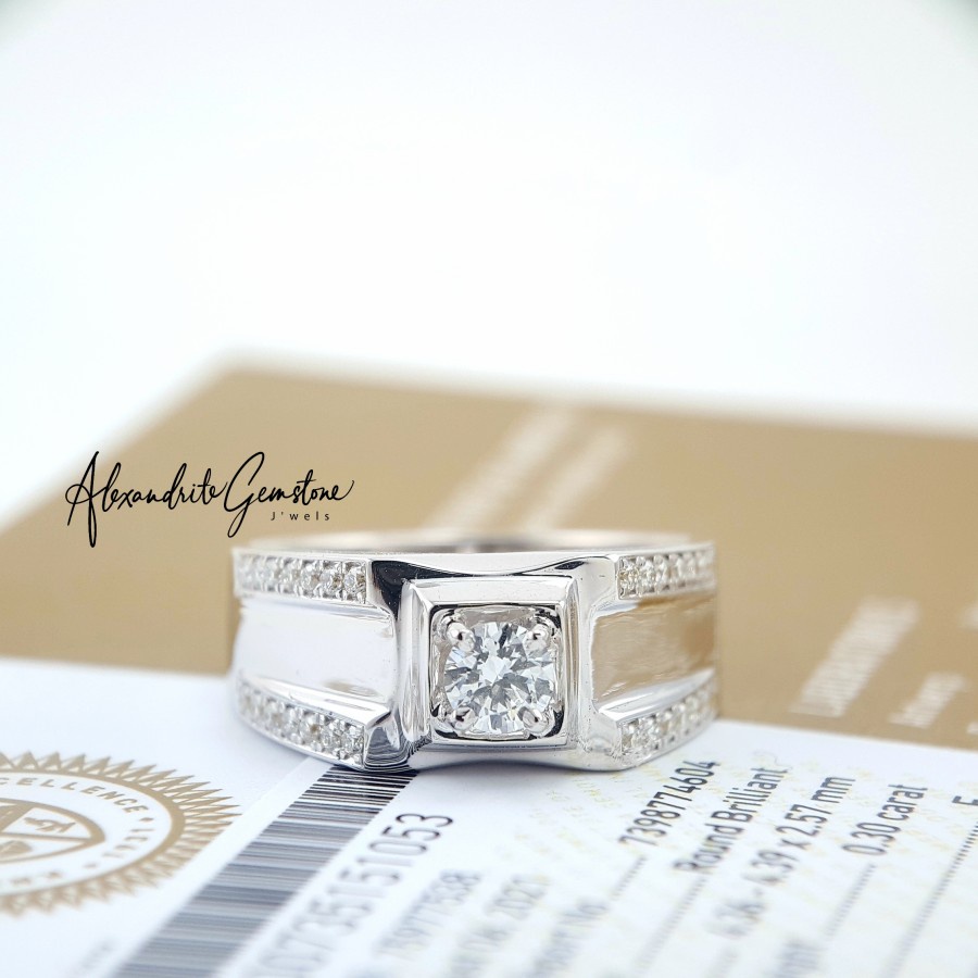 AG Jewellery D1021008 Cincin Pria Berlian GIA Certificate E VVS1 3EX