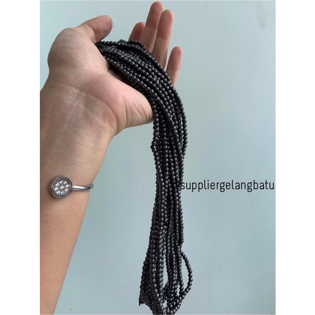 bahan brustin hematite badar besi 4mm blustin magnetic batu kesehatan