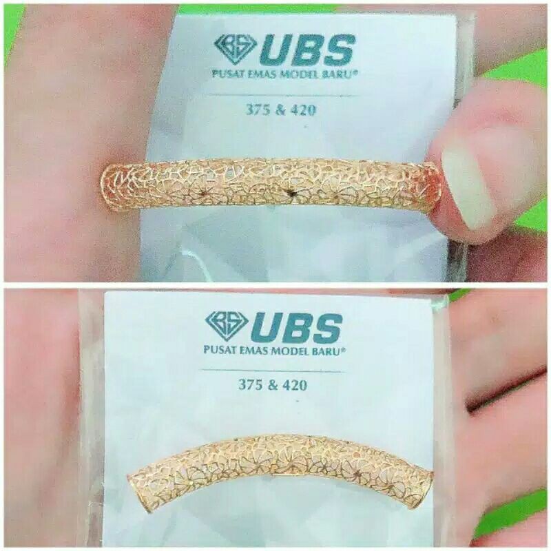 CHARM GELANG PIPA PANJANG MOTIF RENDA GOLD LIONTIN GRLANG EMAS UBS KADAR 375