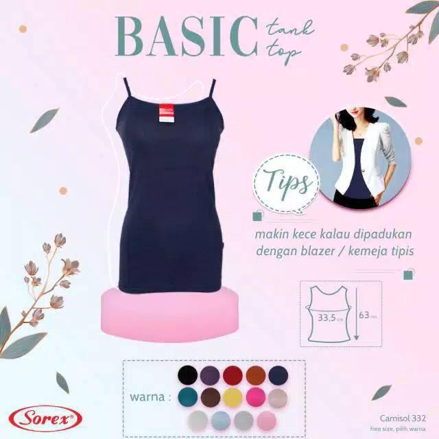 Sorex Tanktop Kamisol Katun 3322 || bahan impoer bagus IMPORT PANJANG HINGGA BAWAH - CAMISOL SINGLET SATU TALI SOREX 3322- TANK TOP WANITA TALI KECIL - BASIC ORIGINAL