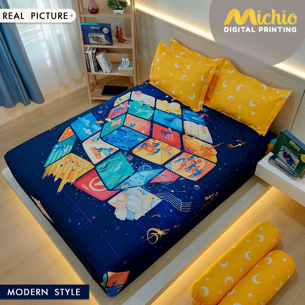 SS Sprei MICHIO ukuran 180 180x200x30 King Size 180x200 Tinggi 30 cm mix motif Printing