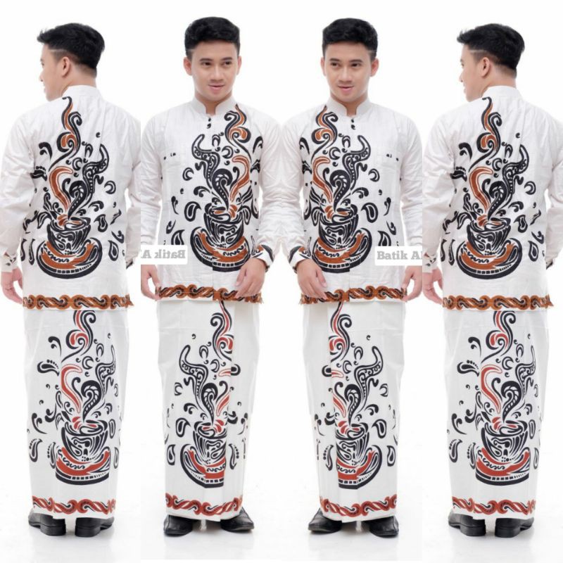 SET SETELAN SARUNG KOKO KEMKO BATIK MOTIF KOPI SEDUH DAN GUNUNGAN WAYANG SERIES BAJU MUSLIM ETHNIC