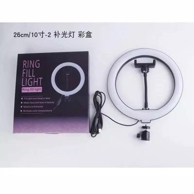 &lt;^ SJA ^&gt;Paket Tripod 100cm + Lampu Ring Light LED 26 cm - 3110-SILVER