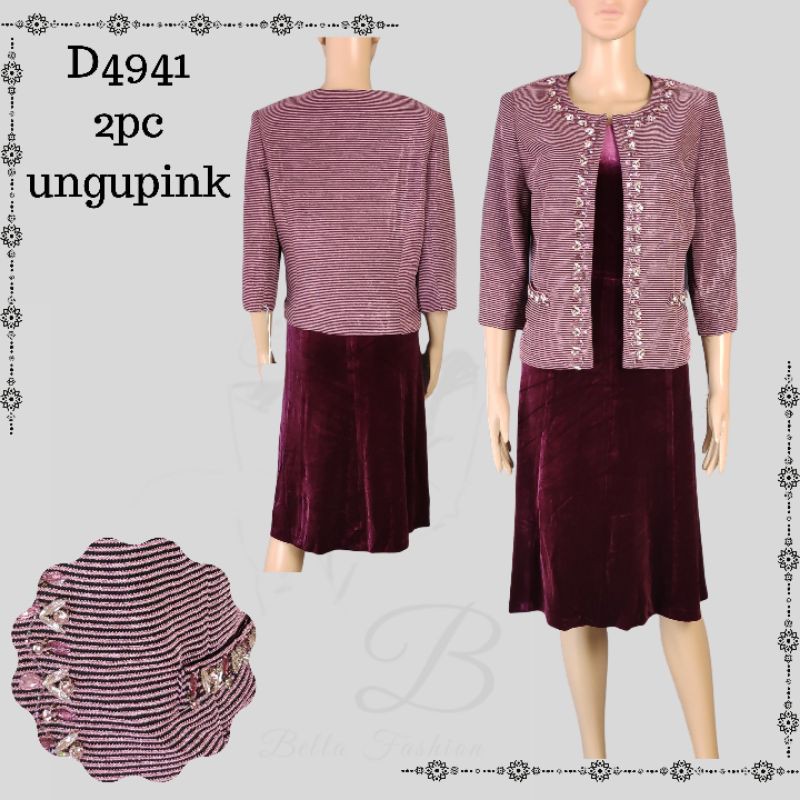 setelan dress Dragon 4941 dress dalam bludru