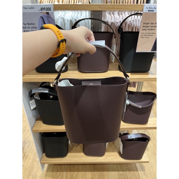 Tas Bahu Bucket Faux Leather UNIQLO