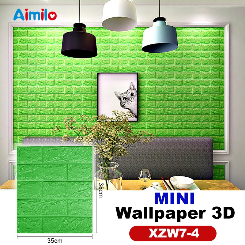 (Aimilo) Wallpaper Dinding 3D Foam Motif Batu Bata Walpaper 3D Foam Murah High Quality-Mini XZW7-4 35x38cm