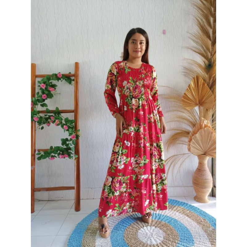 Gamis kerut dada/ maxi dress/ longdres kerut/ gamis jumbo