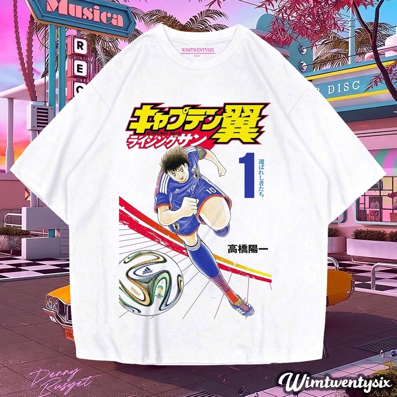 KAOS ANIME TSUBASA OZORA VINTAGE TEE (OVERSIZE WHITE T-SHIRT)