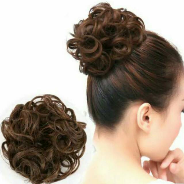 Wig bun cepol keriting curly