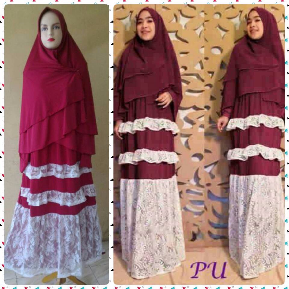 Special Grosir Gamis Syari CHINTYA Marun (konveksi,pusat,produsen) Terlaris