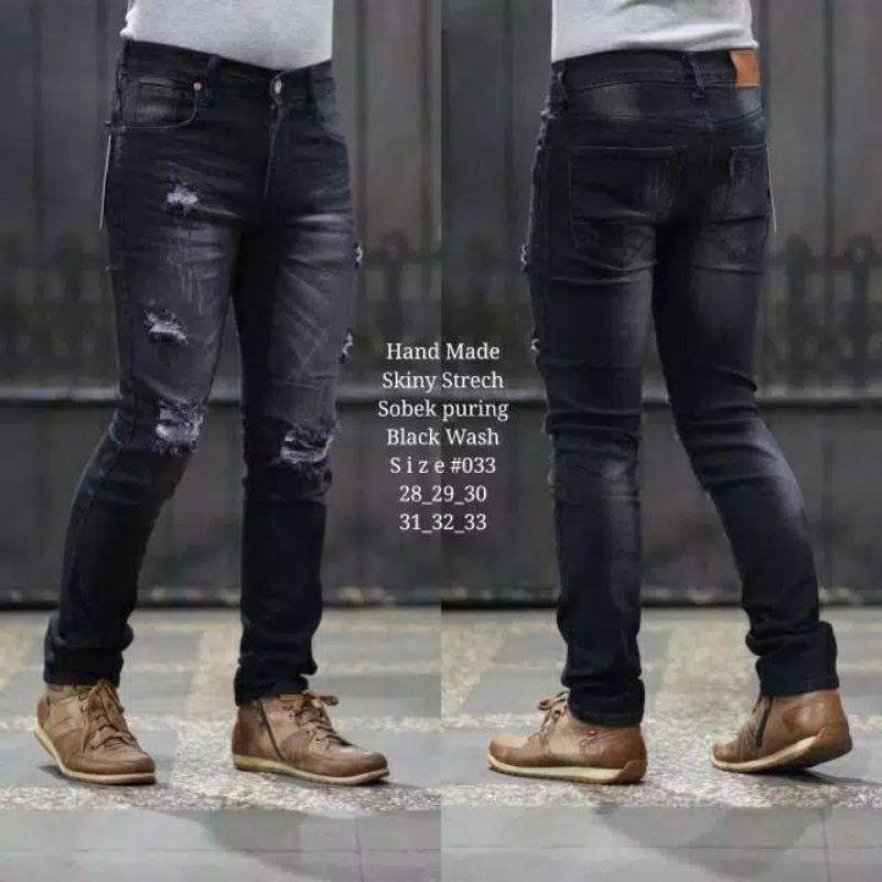 Celana Panjang Jeans Sobek / Ripped Jeans Skinny Strech Original Premium