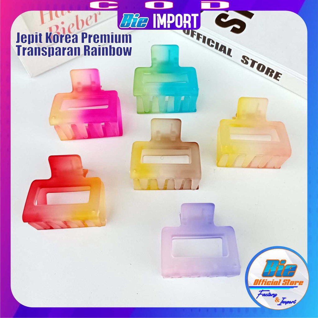 Jepit Rambut Korea Transparan Doff Rainbow Premium Impor Best Seller