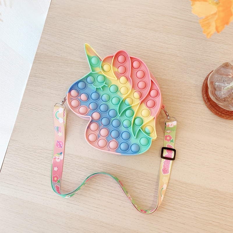 PREMIUM IMPORT Tas Unicorn Anak Anak Pop it Sling Bag  [INCLUDE TALI SLING] [BIG UNICORN SERIES]