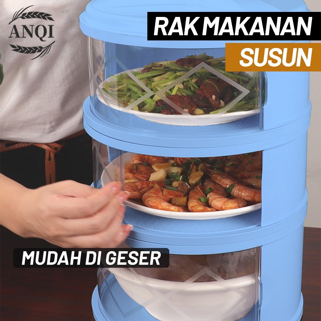 ANQI 1888 Rak Makanan Susun Tetap Hangat Meal Cover Tudung Saji Penyimpanan Makanan Tudung Saji Bertingkat Food Cover Rak