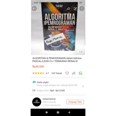 BUKU ALGORITMA DAN PEMROGRAMAN DALAM BAHASA PASCAL C DAN C++ RENALDI MUNIR TERMURAH