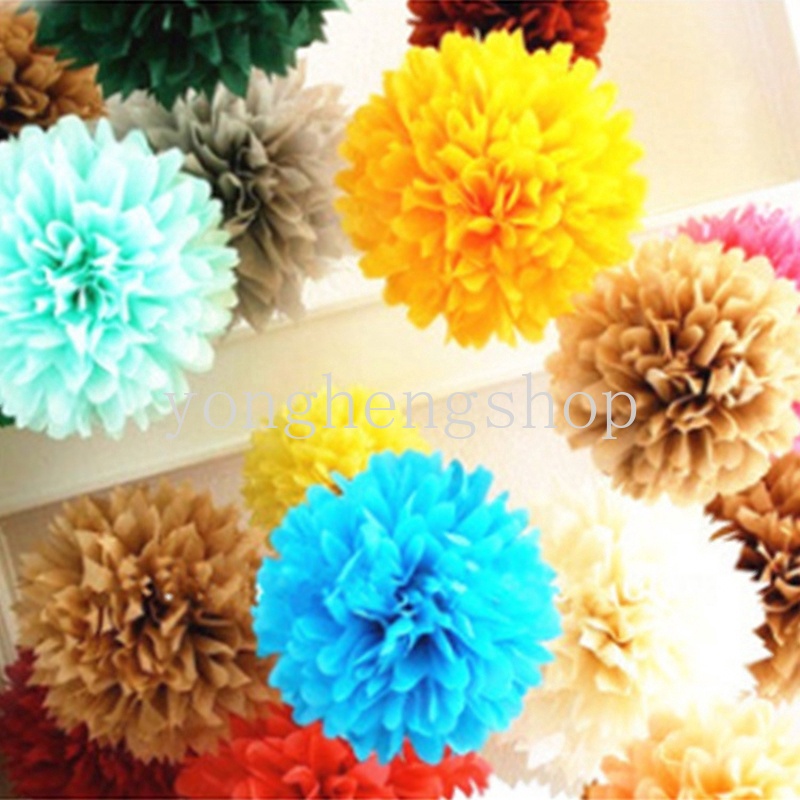 Handmade Bola Pompom Bunga Bahan Kertas Tisu Buatan Tangan Untuk Dekorasi Pesta Ulang Tahun