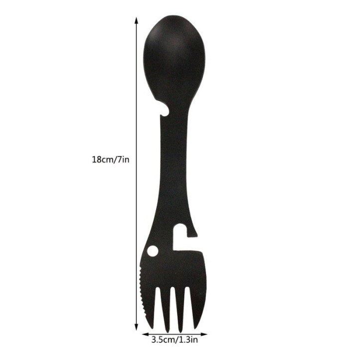 Sendok Garpu Pisau Bottle Opener Multifungsi EDC Tools Spoon Spork