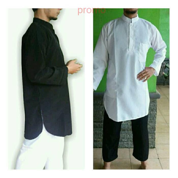 baju koko baju gamis pria putih polos hitam polos - Putih- M