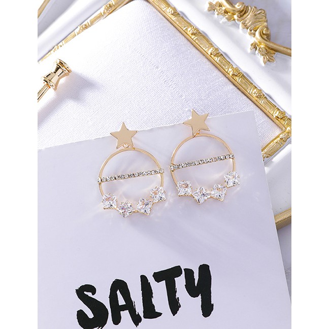 LRC Anting Tusuk Fashion Gold Zircon S925 Silver Needle Stud Earrings F48247