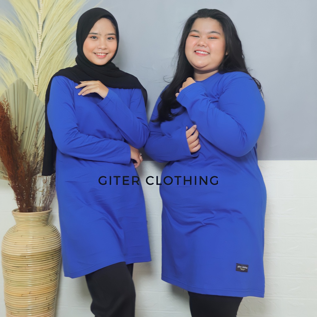 Kaos tunik bahan katun combed premium by giter's clothing - kaos polos oversize wanita - kaos wanita lengan panjang - baju olahraga muslimah ( hitam putih merah maroon navy army )