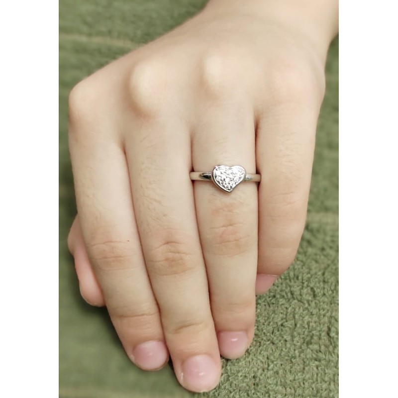 cincin anak titanium love permata silver cincin anak lucu cantik bagus murah