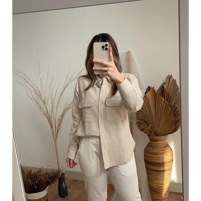 BEFAST - ZEC OOTD Kemeja MORA / Nevese Oversize Shirt CRINCLE / Kemeja Crincle Wanita / Kemeja Wanita Modis / OOTD Remaja Ala Korean Style Wanita / Atasan Lengan Panjang / Keluaran Terbaru / Kemeja Kerja Formal / Kemeja Ada Kantong