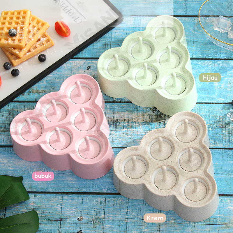 CETAKAN ICE CREAM SILICONE PUDDING JELLY / CETAKAN ES KRIM SILIKON  6 slot es loli diy