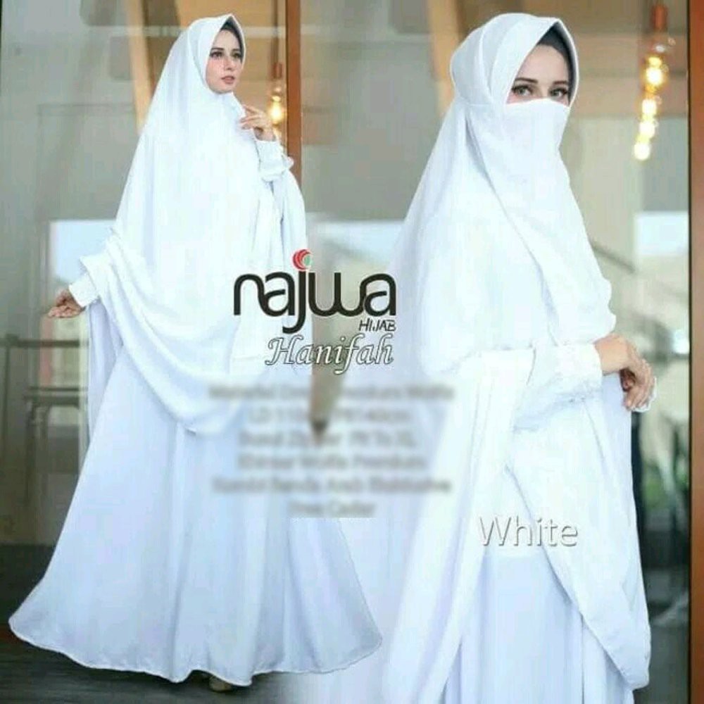 TERLARIS Hanifah Gamis Cadar Set Putih muslimah