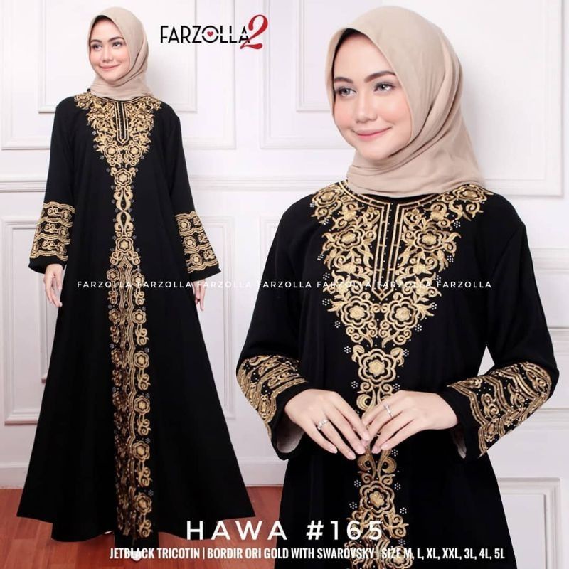 baju busana muslim abaya Gamis Couple Arab Hitam Bordir  turkey 1002-Hawa 165 (busui)