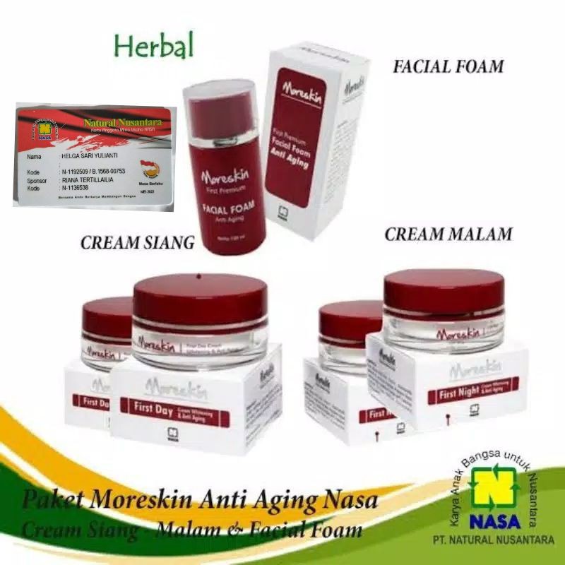 COD - PAKET HEMAT MORESKIN ANTI AGING HERBAL NASA (ORIGINAL).
