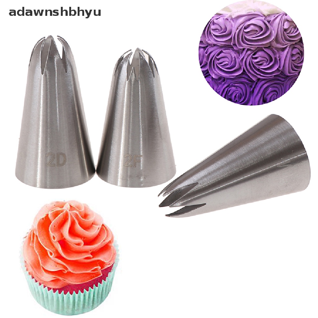 Adawnshbhyu 1Set Medium Icing Piping Pastry Nozzle Tips Alat Baking Nozel Stainless Steel