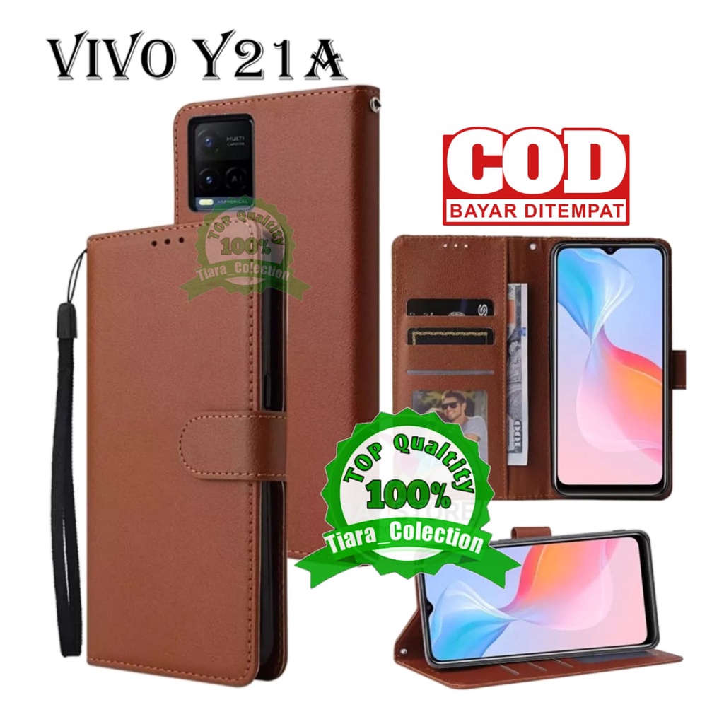 CASE FLIP VIVO Y21A CASING HP / COVER HP UNTUK VIVO Y21A LETAHER FLIP CASE DOMPET