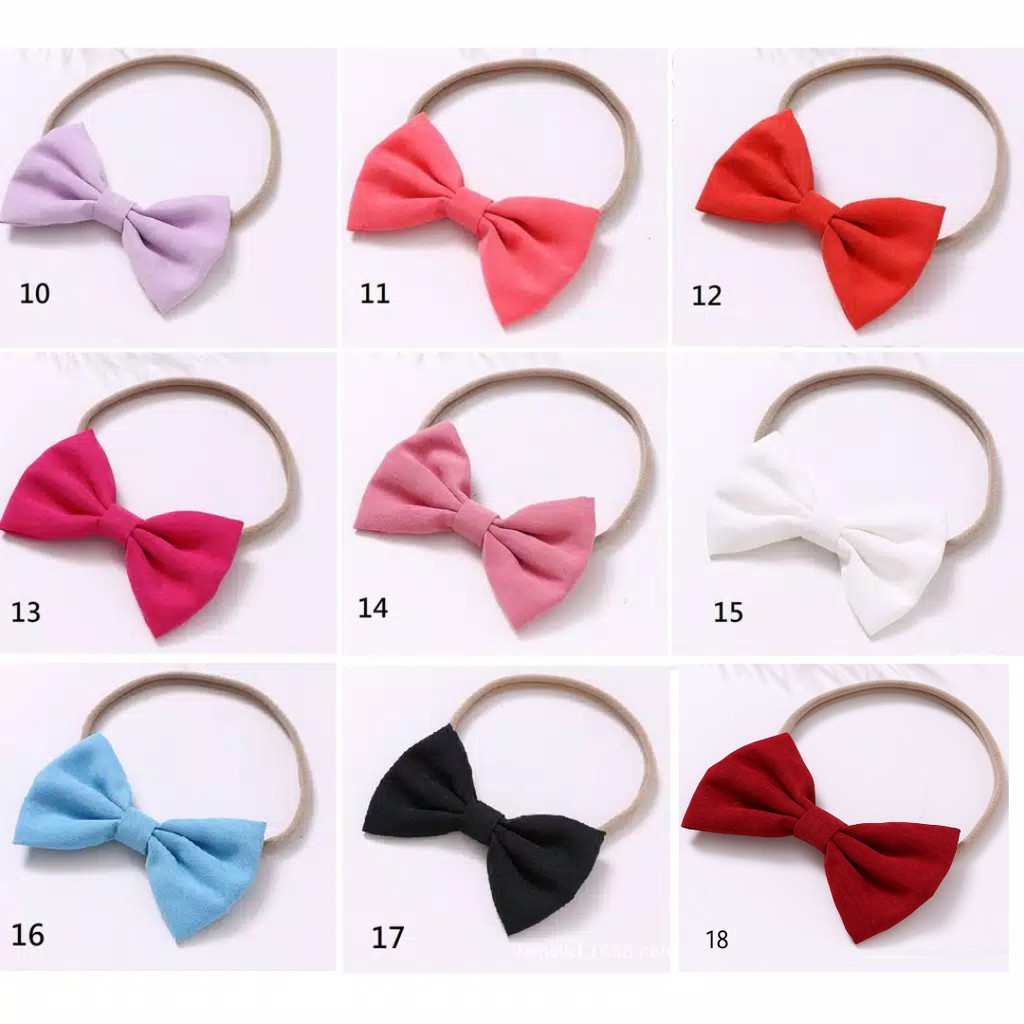 Bandana bayi / bando anak  tali nilon USA/nylon USA motif pita polos premium