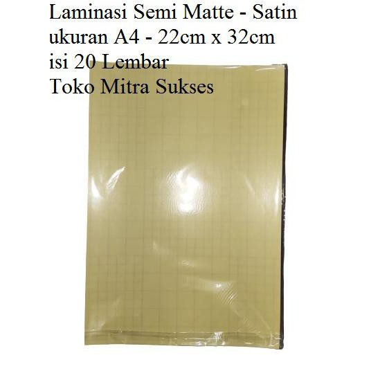 

Laminasi Dingin Semi Matte - Satin A4 AR003