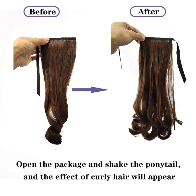 HZ Wig Ponytail Anak Rambut Palsu Extension Hair Clip Ponytail Model Pendek Keriting 38cm Ponytail Curly Tali
