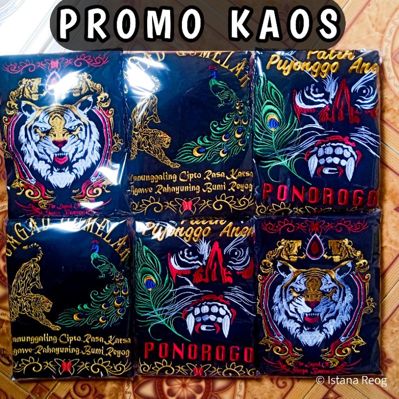 PROMO KAOS REOG BORDIR MURAH / KAOS GANONG BORDIR / KAOS BORDIR REOG / KAOS BUJANGGANONG BORDIR