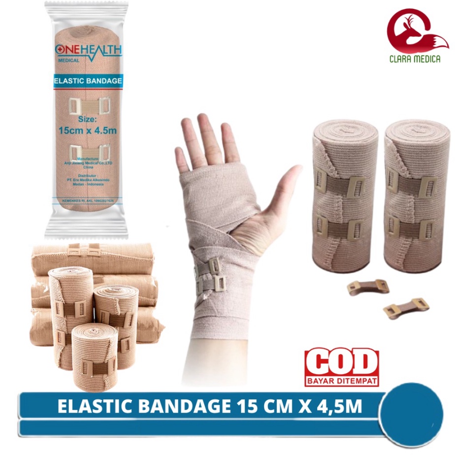 Perban Elastis Elastic Band Bandage Gulung Onehealth 15 cm x 4.5m