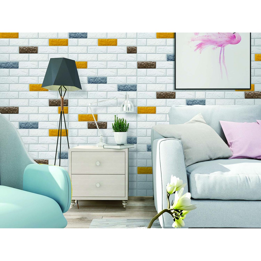 Wallpaper 3D dinding Foam walfoam Berkualitas Ukuran 70cm X 77cm - Stiker 3D/Wallpaper 3D - Bata