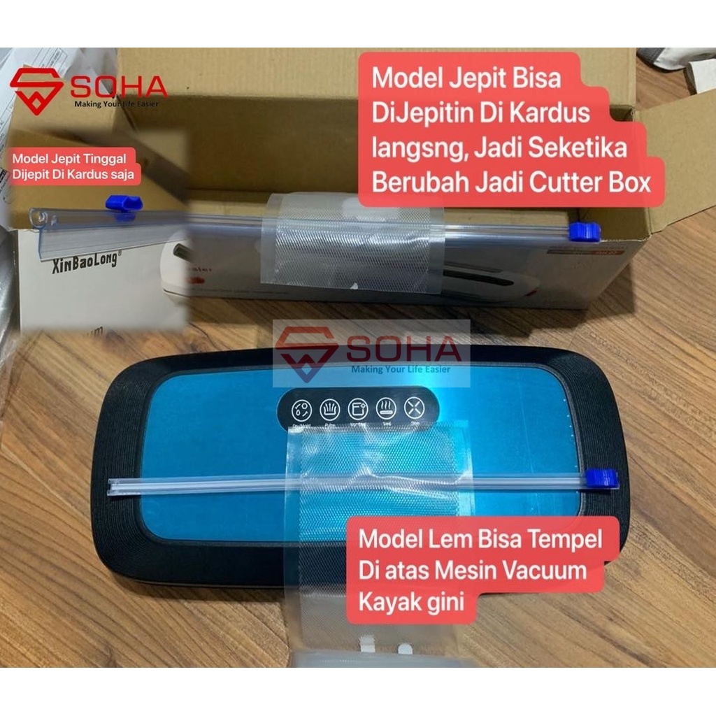 PW-08 Cutter Model Jepit Pisau Pemotong Plastik Roll Bisa Wrapping / Vacuum Embos Roll Cling Wrap