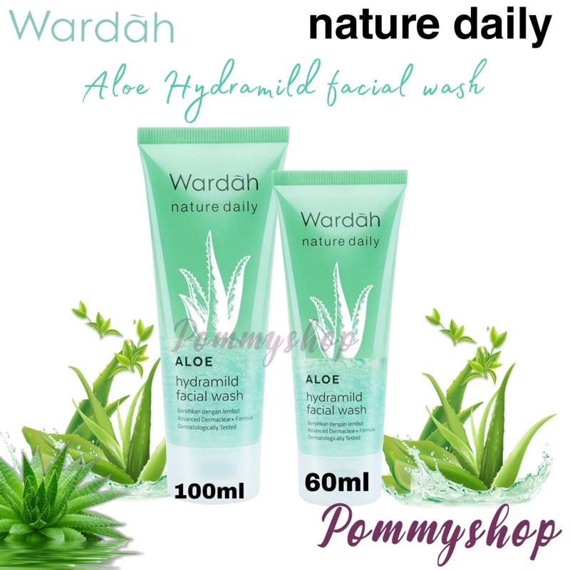 Wardah Nature Daily Aloe Hydramid Facial Wash 60ml &amp; 100ml | Gel Pembersih Wajah